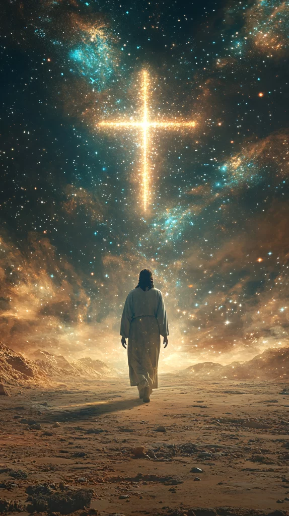 Cross Celestial Light Cosmic Sky
