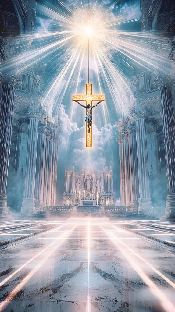 Cross Divine Light Blue Sky