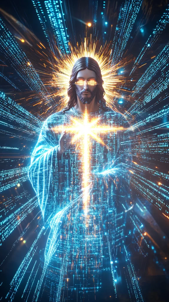Cross Glowing Light Blue Sky