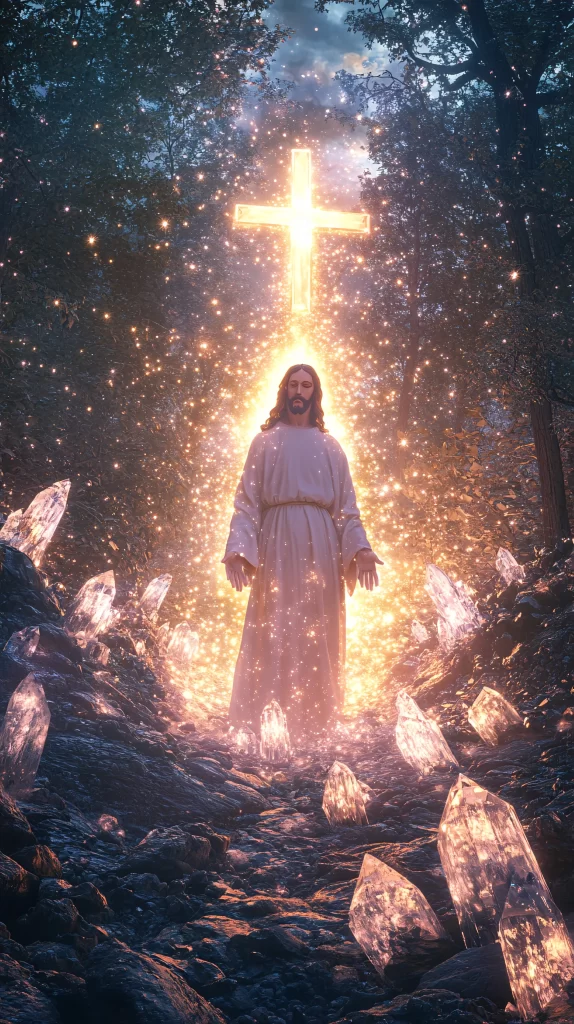 Cross Glowing Light Forest Crystals