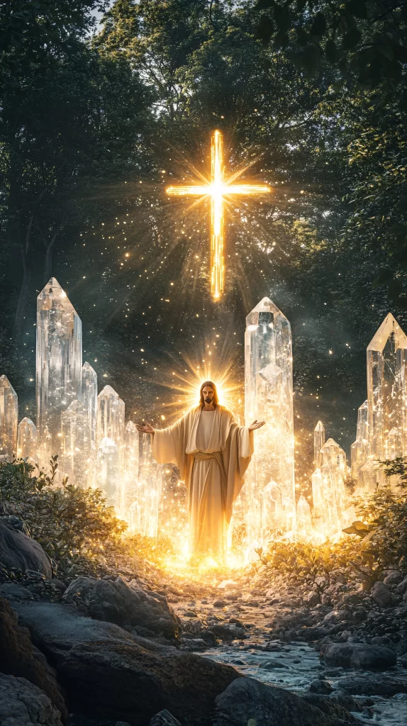 Cross Glowing Light Forest Crystals