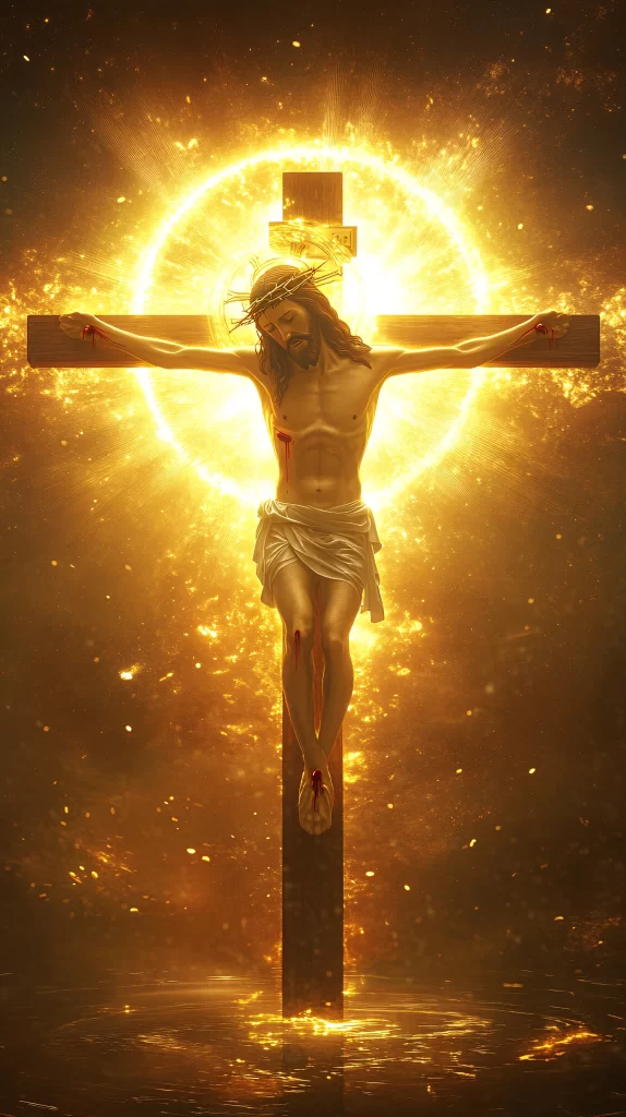 Cross Golden Light Halo Blood 491