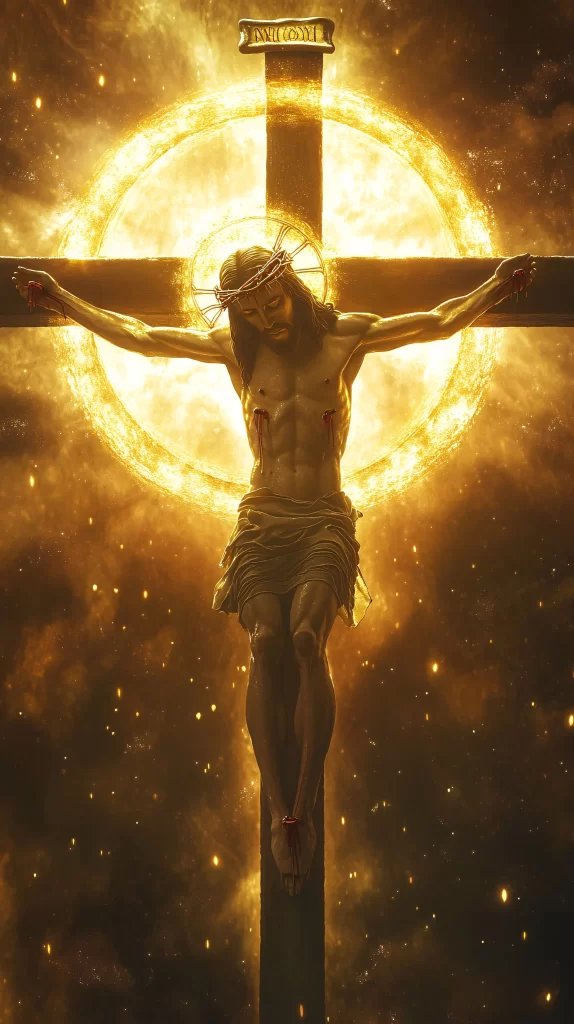 Cross Golden Light Halo Blood 809