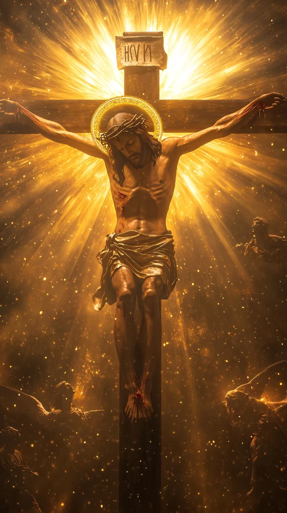 Cross Golden Light Halo Blood 858