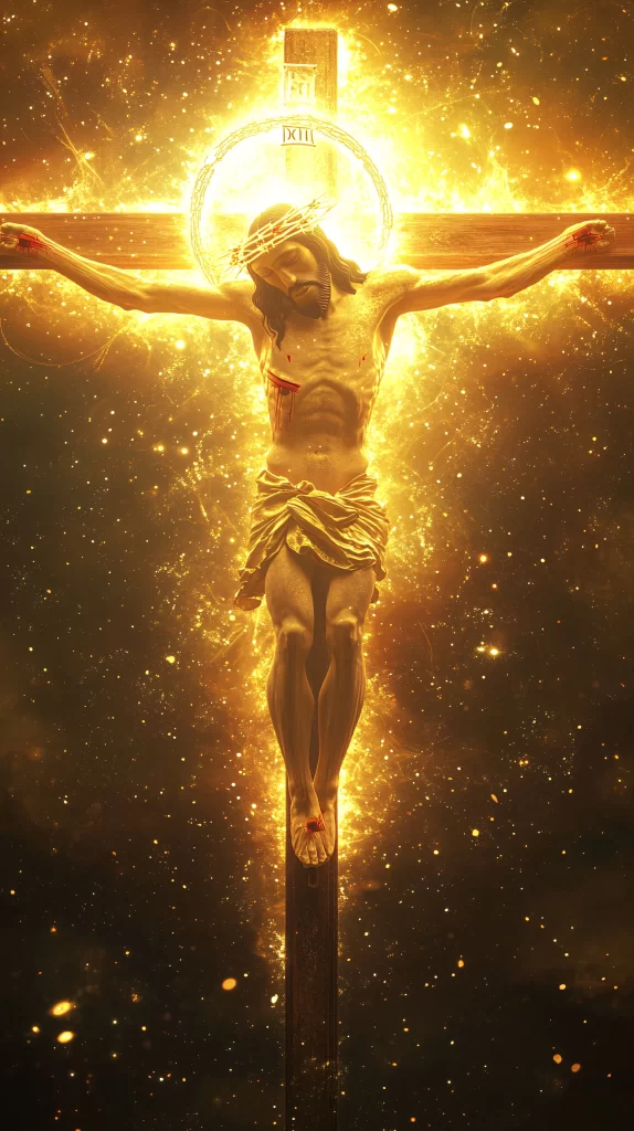 Cross Golden Light Halo Blood 900