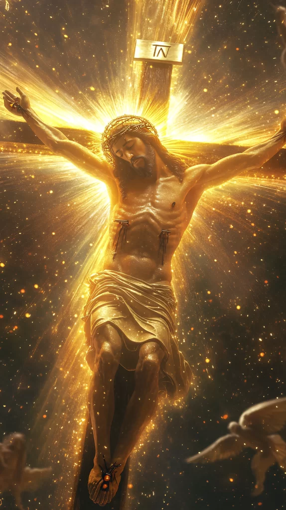 Cross Golden Light Sky Angels