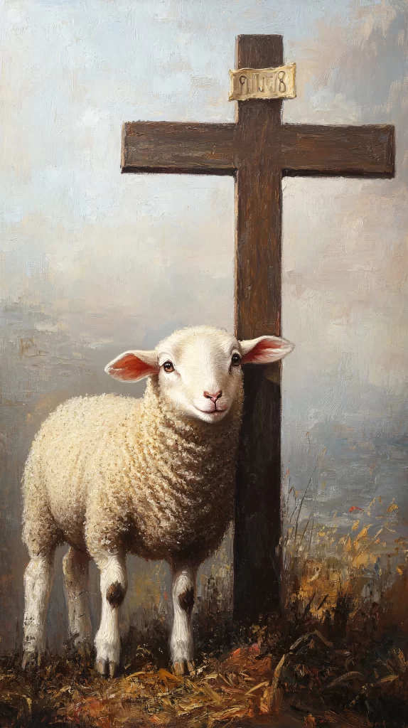 Cross Lamb White Blue