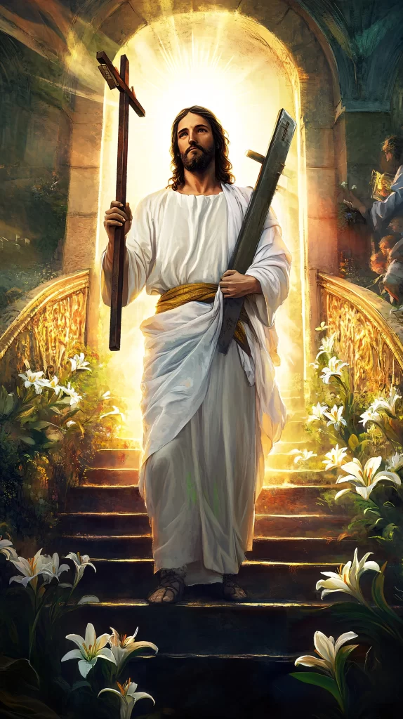 Cross Light White Robe Lilies 649