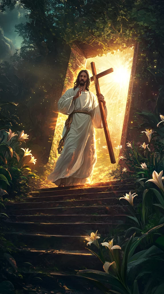 Cross Light White Robe Lilies 870