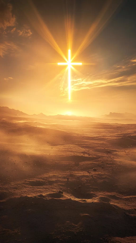 Cross Radiant Light Desert Sky