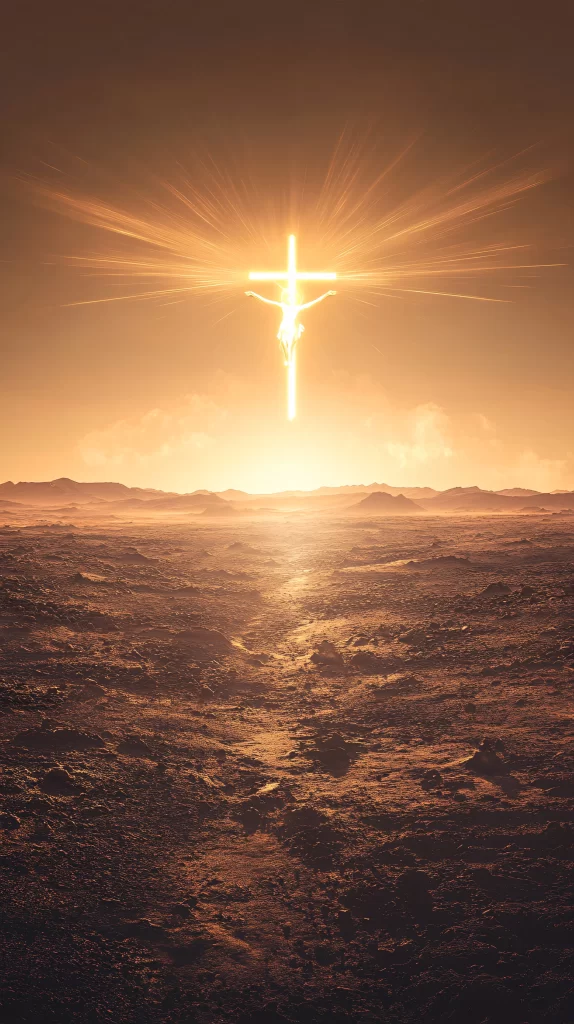 Cross Radiant Light Sky Desert