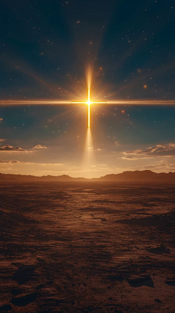 Cross Radiant Light Starry Sky
