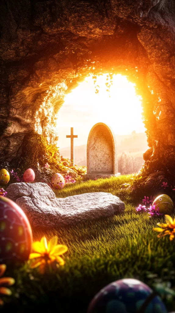 Cross Resurrection Bright Light Tomb