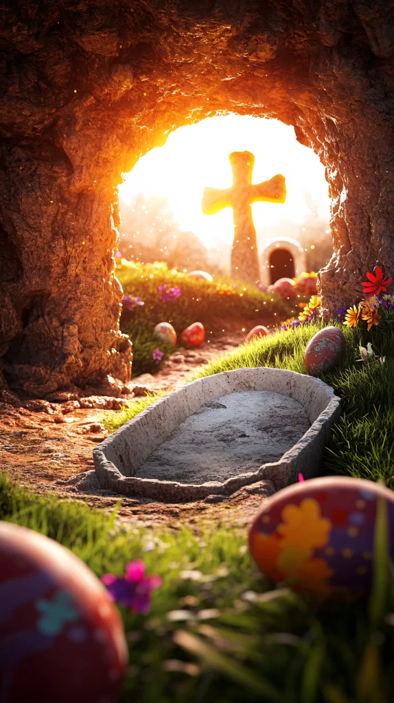 Cross Resurrection Bright Light Tomb