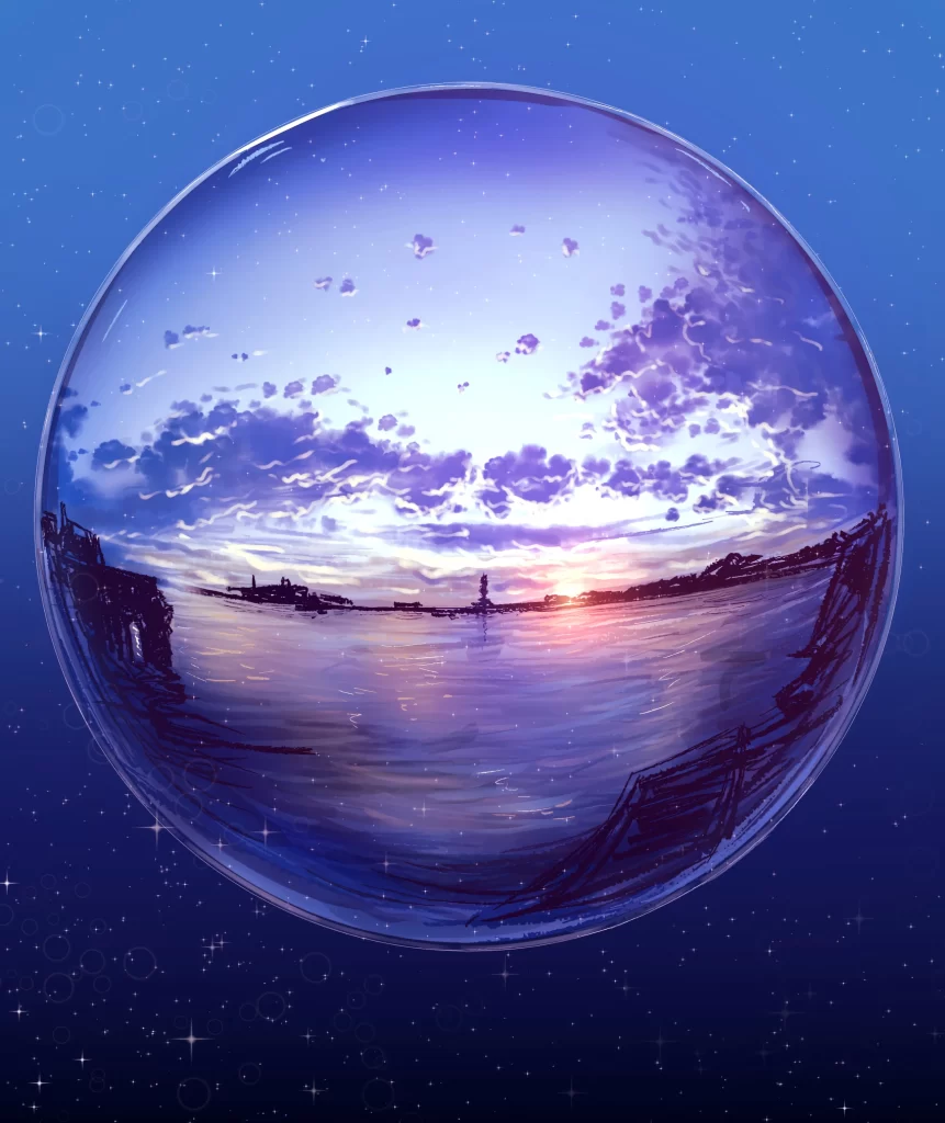 Crystal Ball Twilight Blue Purple Clouds