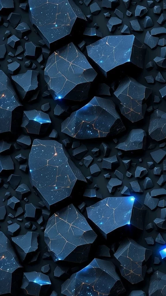 Crystalline Structures Deep Blue Black Glowing
