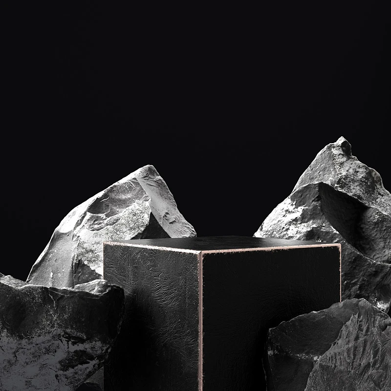 Cube Rocks Black White Abstract