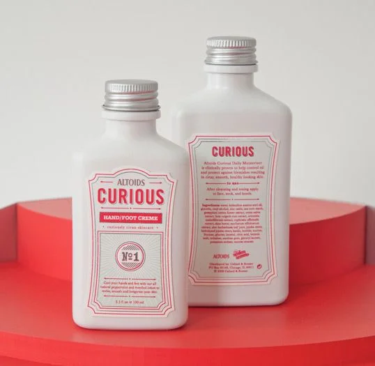 Curious HandFoot Creme Bottle White Metal Cap