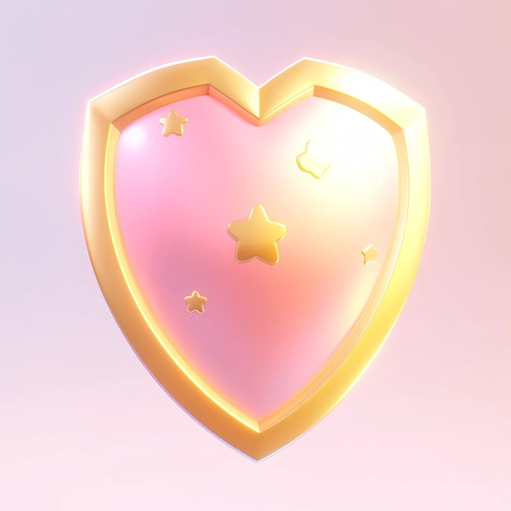 cute lovely golden icon shield game cartoon 3D