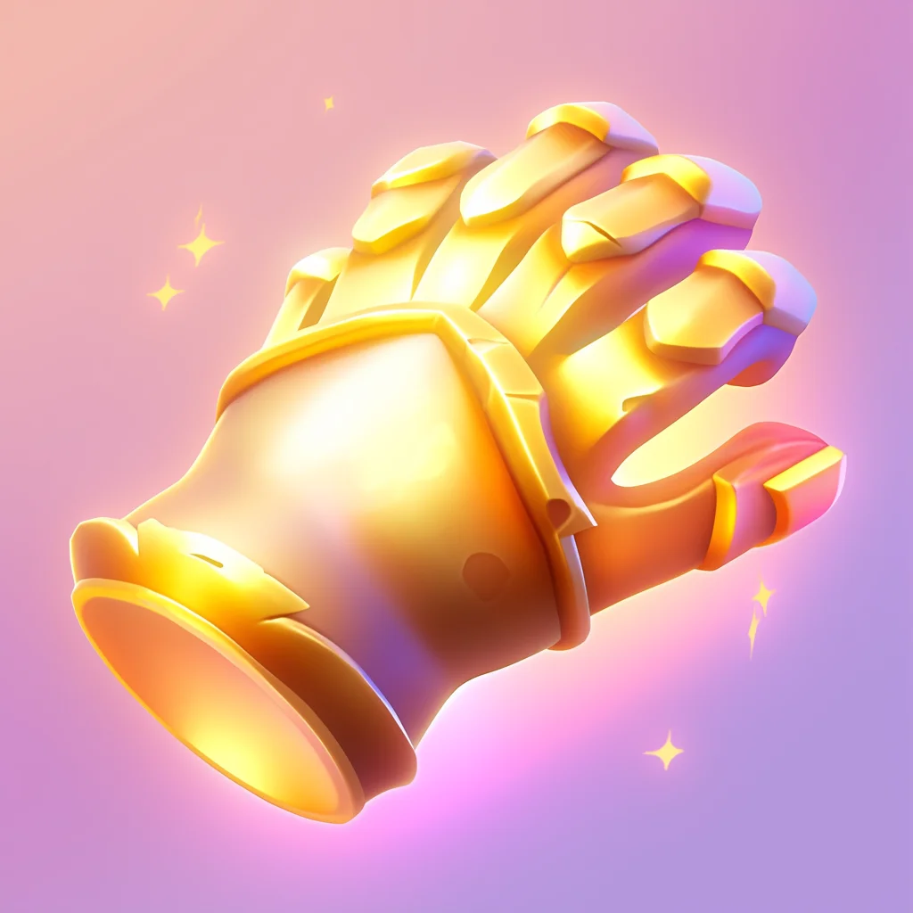 cute lovely icon game 3D glove cartoon golden