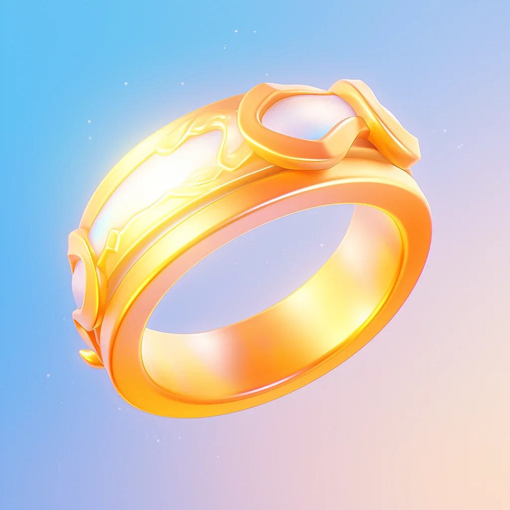 cute lovely icon game 3D ring cartoon golden