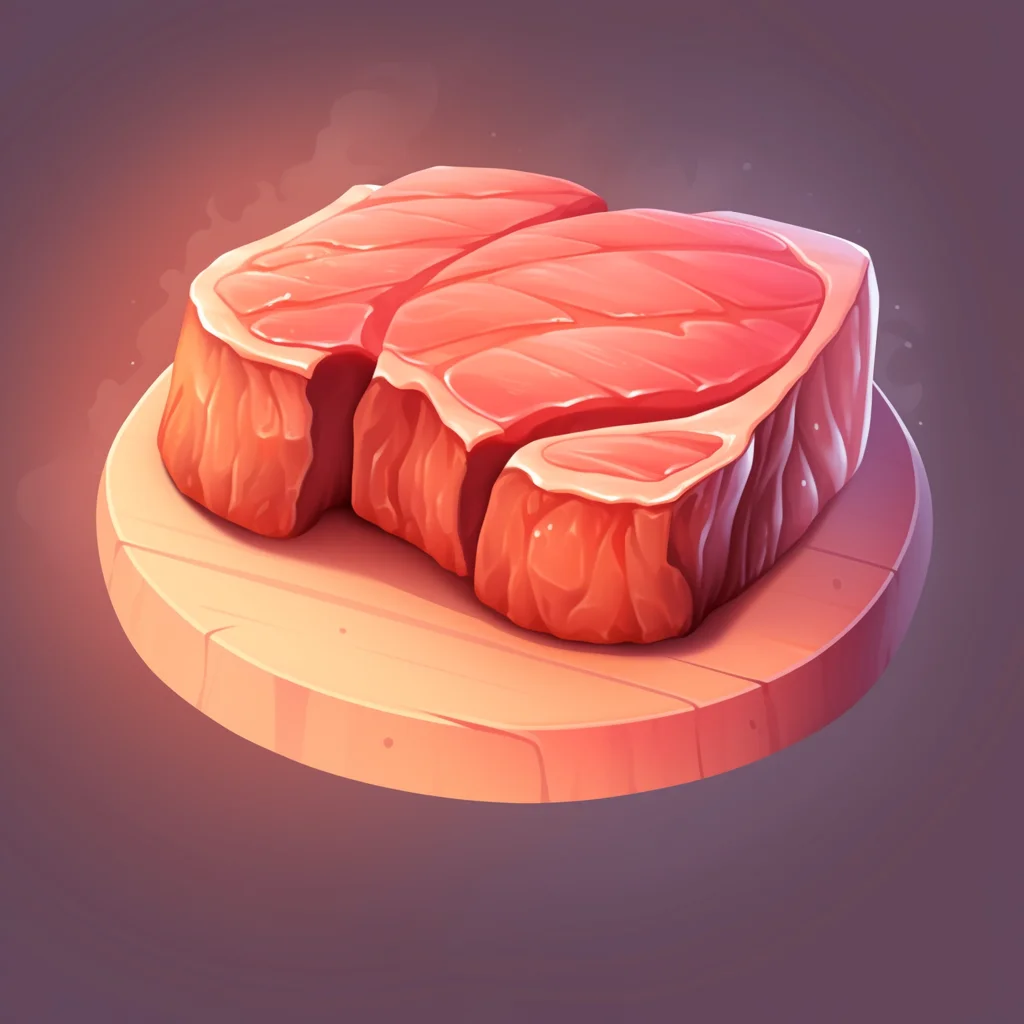 cute lovely icon game 3D steak cartoon meat