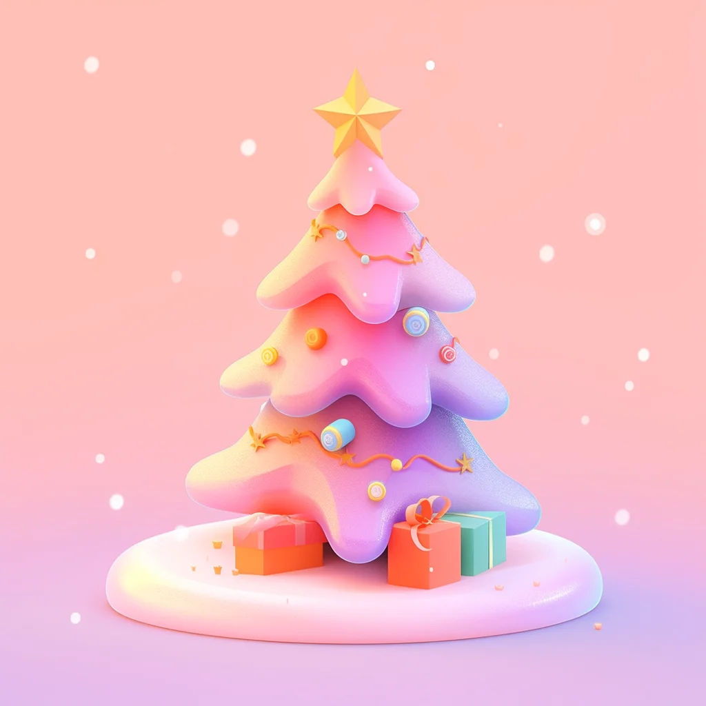 cute lovely tree icon Christmas game cartoon 3D