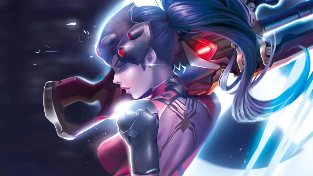 Cybernetic Warrior Blue Purple Sci Fi