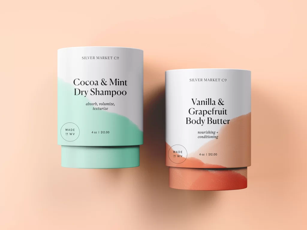 Cylindrical Packaging White Mint Green Cream