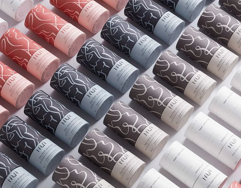 Cylindrical Skincare Tube Paper Pastel Abstract Design