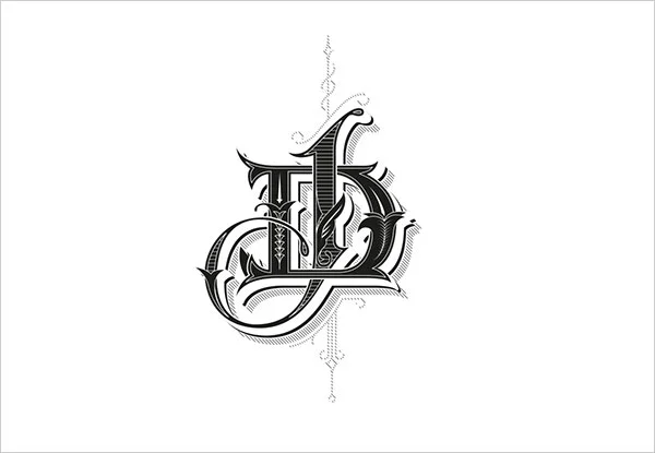 Decorative Letter Black White Calligraphy
