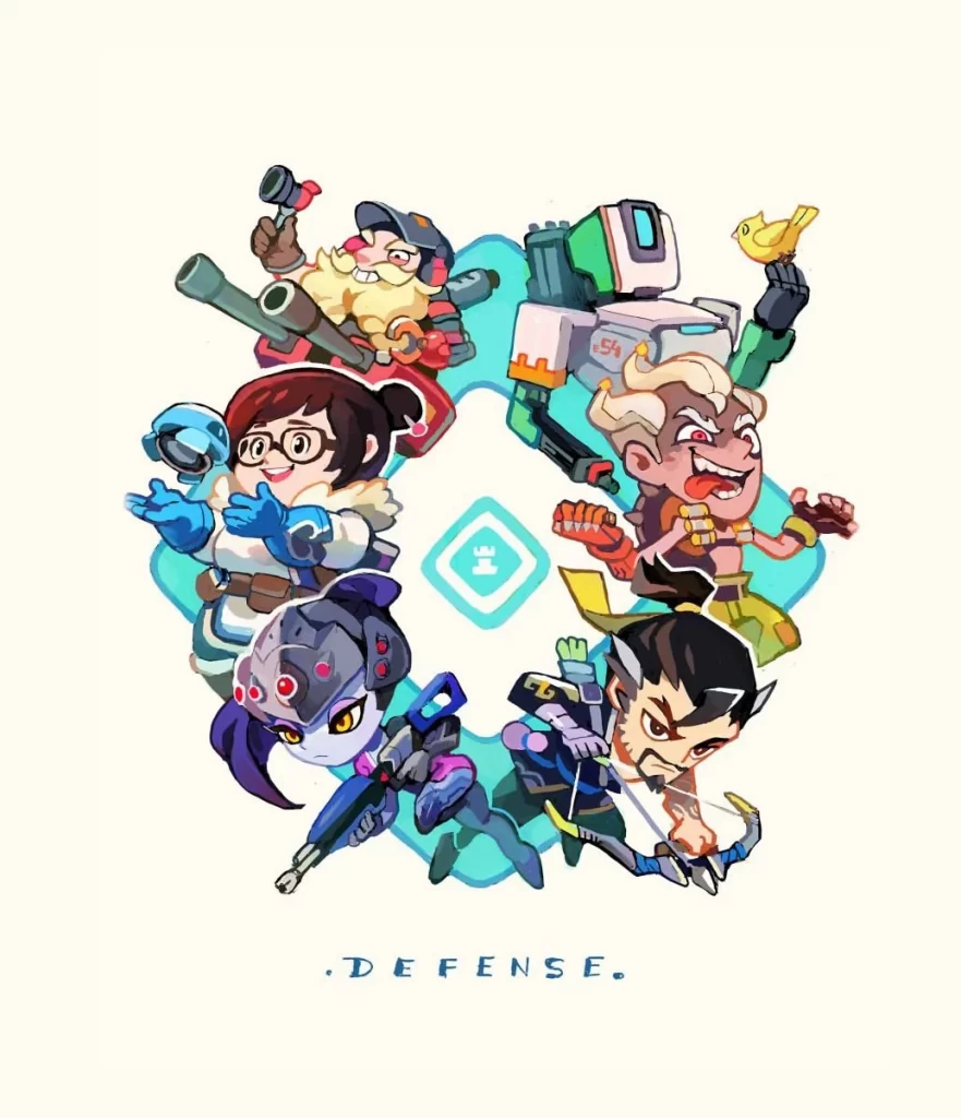 Defense Characters Blue Red Yellow