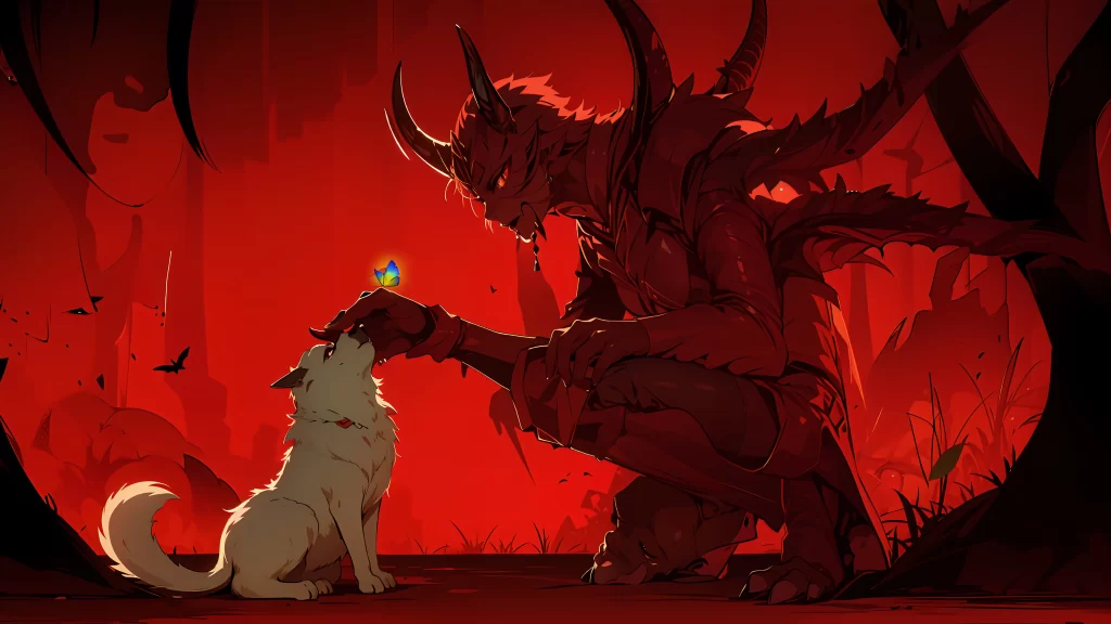 Demon Dog Butterfly Red Dark Fantasy