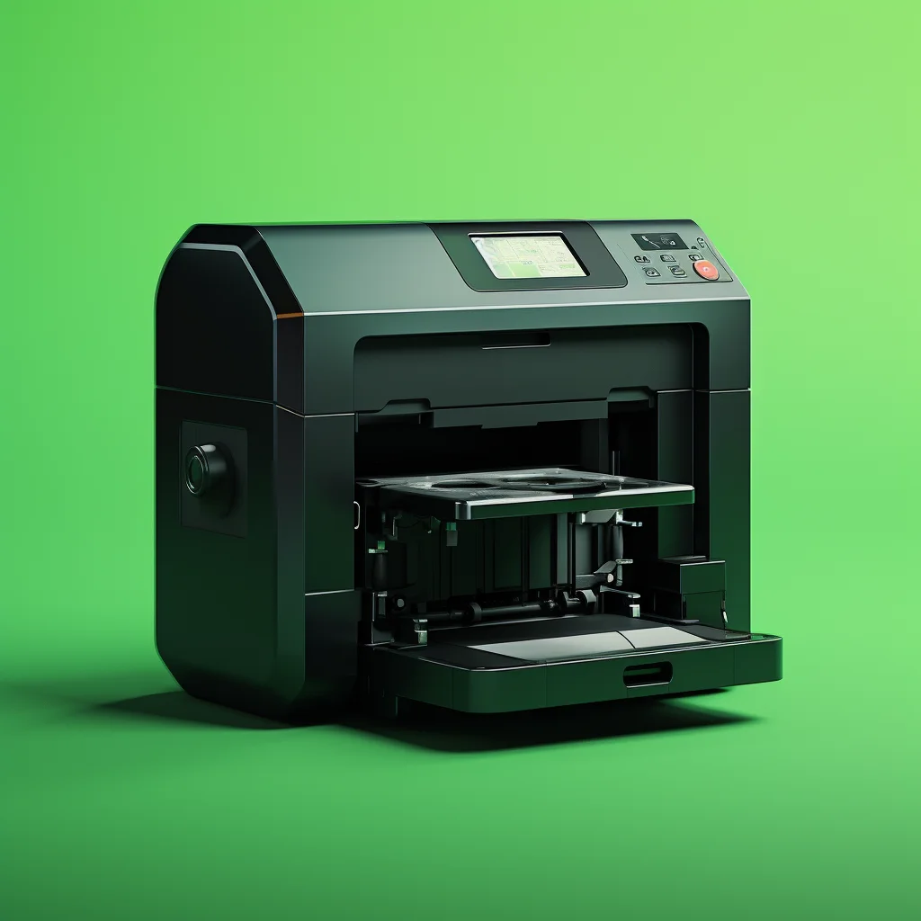 design rendering retro photography 3D black green industrial functional product printer