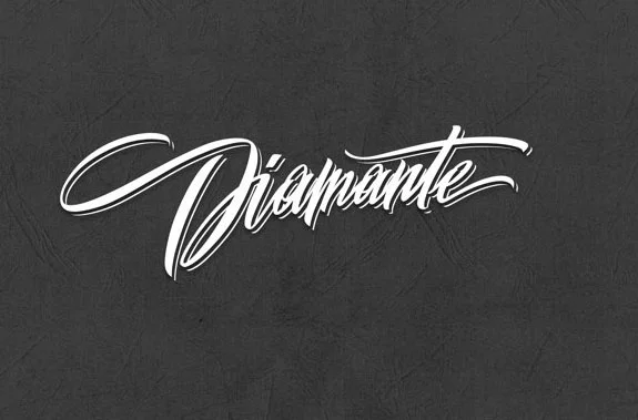 Diamante White Black Calligraphy