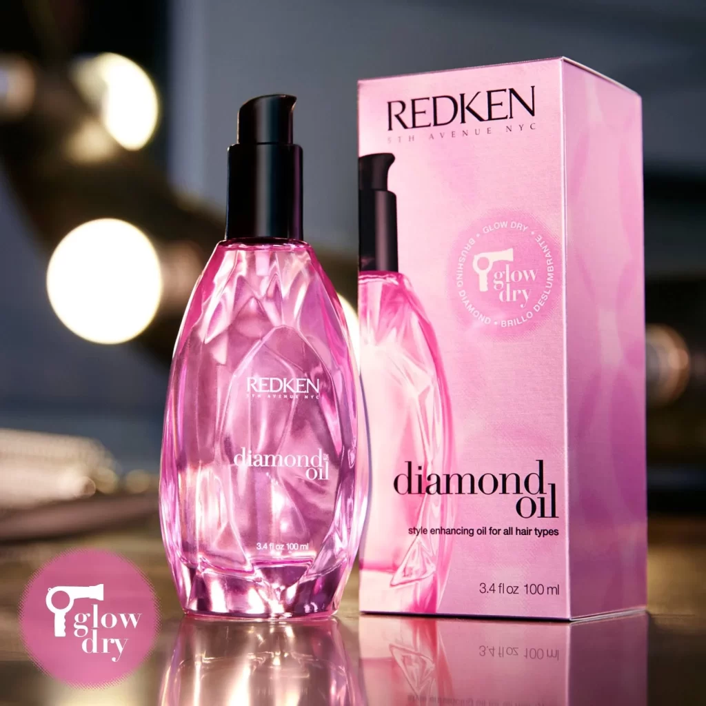 Diamond Oil Bottle Pink Faceted Haircare