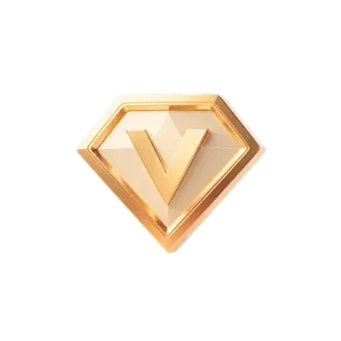 Diamond Shape Gold Color Letter V