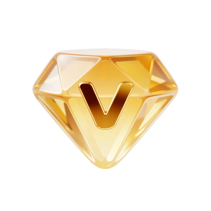 Diamond Shape Gold Yellow Faceted V