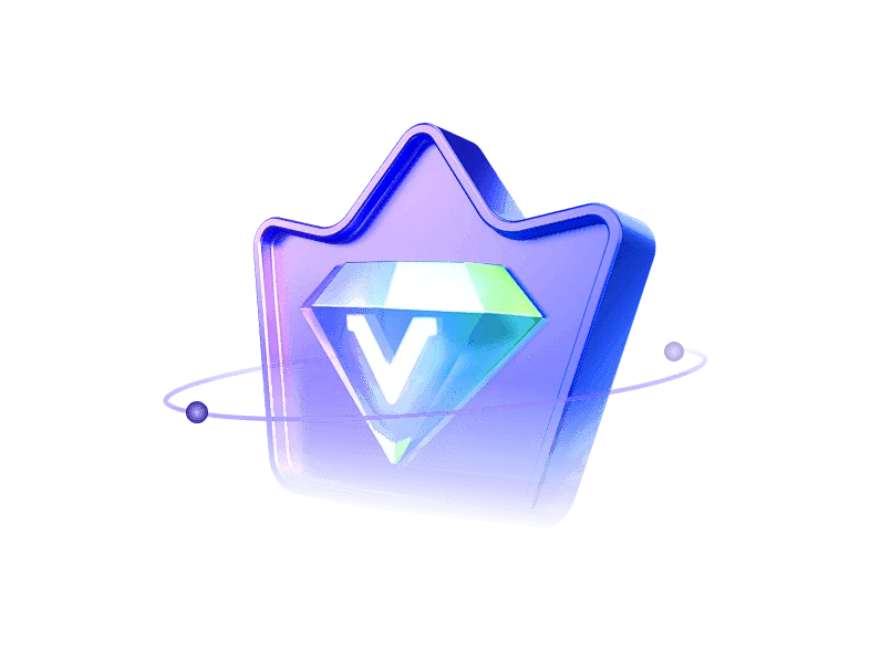 Diamond Shape Purple Blue V Letter