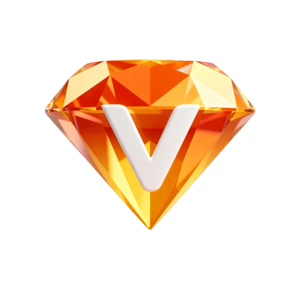 Diamond Shaped Gemstone Orange Facets White