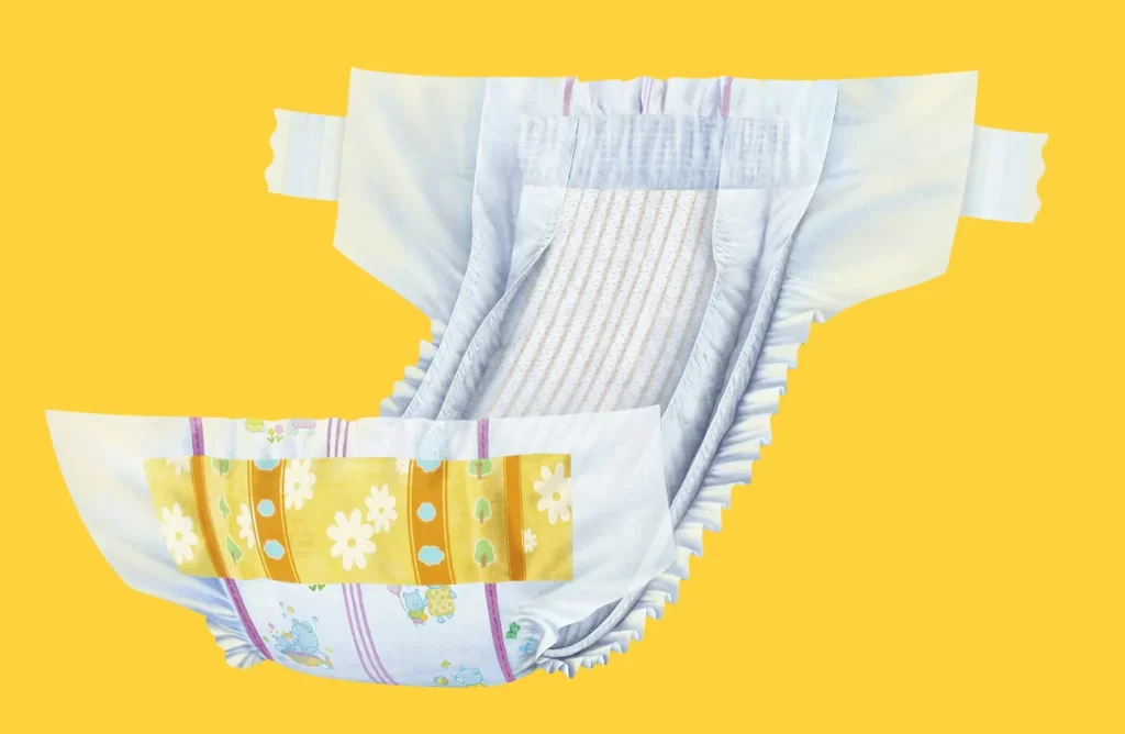 Diaper Patterned White Yellow Baby