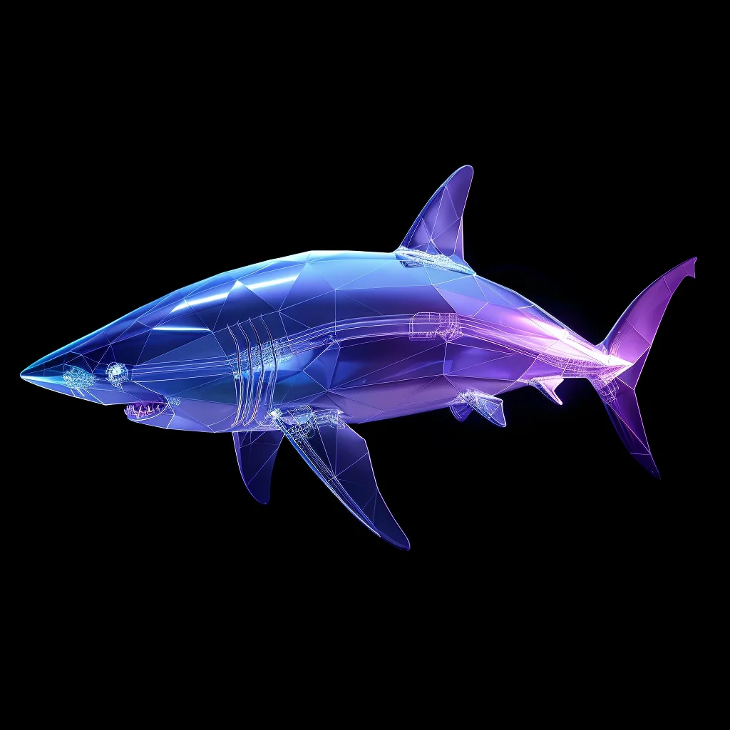 digital art 3D neon transparent shark futuristic