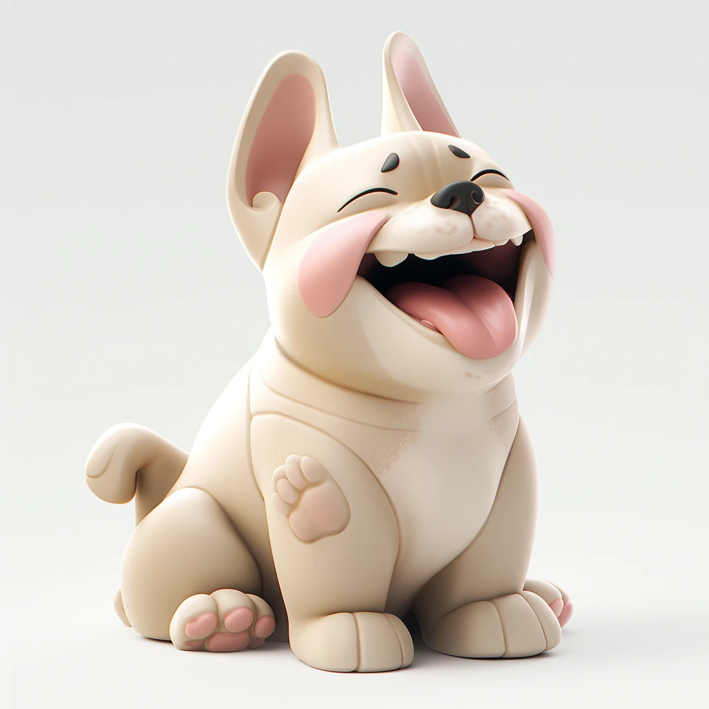 Dog 3d Cartoon Happy Expression Sitting White Background