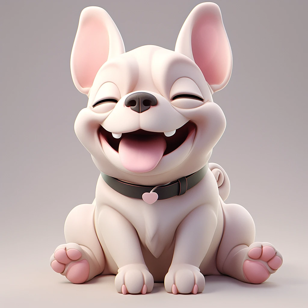 Dog Black Collar Heart Tag 3d Cartoon Happy Expression