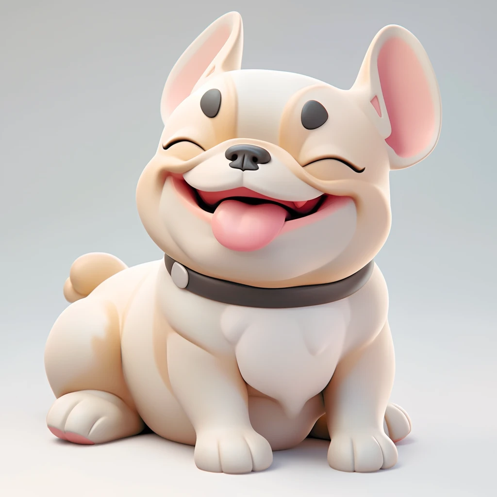 Dog French Bulldog Collar 3d Cartoon Happy Expression