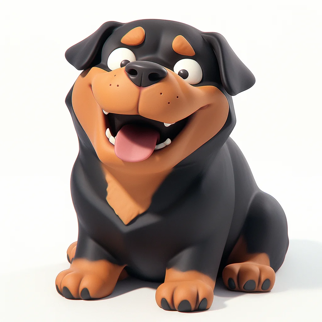 dog Rottweiler popmart blind box 3D cute smile sit toy cartoon C4D