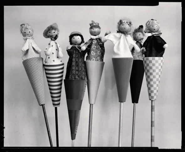Dolls Patterned Cones Monochrome Playful Whimsical
