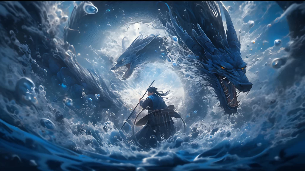 Dragon Warrior Blue White Fantasy