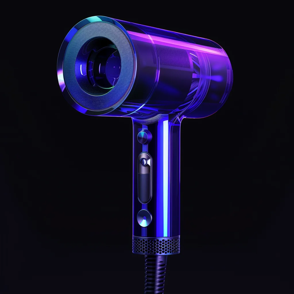 dryer transparent dyson structure hair blue 3D