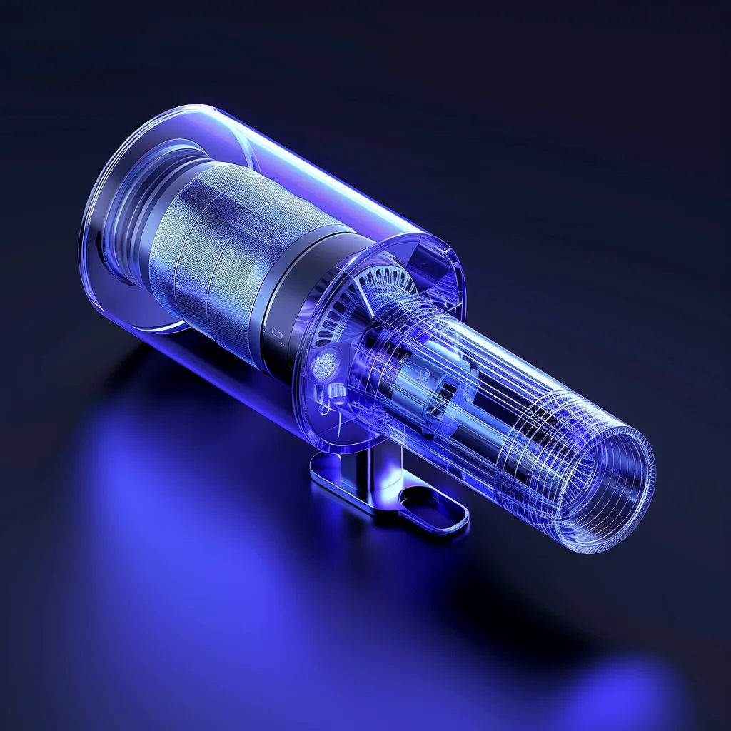 dyson hair dryer 3D blue transparent structure